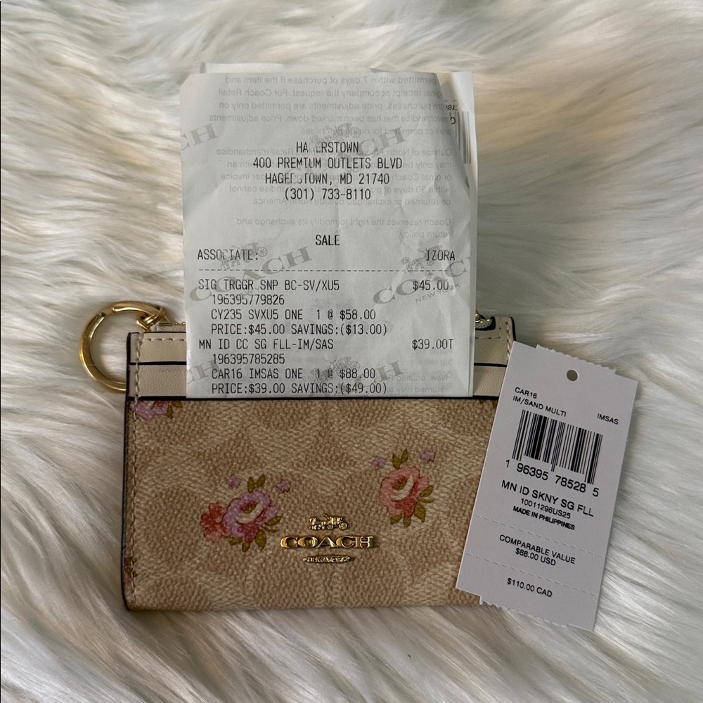 Coach Beige Floral Card Holder NEW - Picture 4 of 4